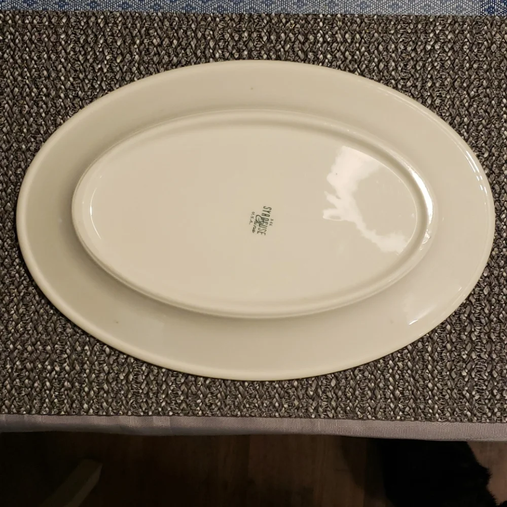 Syracuse China Large Oval Grey Serving Plate